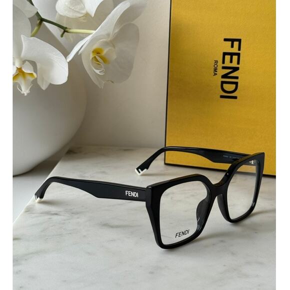 NEW Fendi FE50002I Black Oversized Square Eyeglasses Frames - Picture 1 of 7
